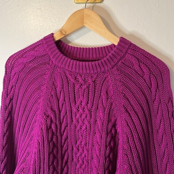 Ralph Lauren Black Label Fuchsia 100% cotton Cable Knit Sweater Sz SP - Picture 4 of 11